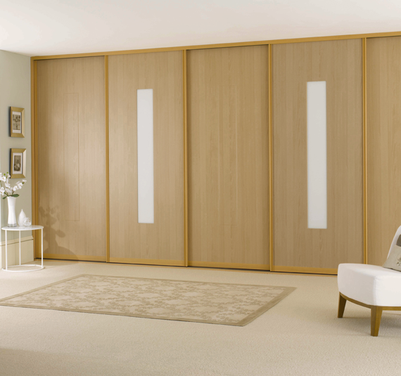 fitted sliding wardrobe doors beech wood white glass bedroom